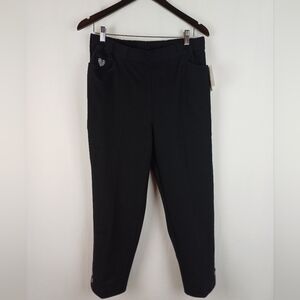 NWT Quacker Factory Dream Jeannes Pull-On Short Pants Large Black A287707